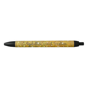 Gold Glitter, Sweet Sixteen, Party Favor Zwarte Inkt Pen