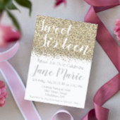 Gold Glitter Sweet Sixteen - uitnodiging op zaterd