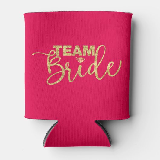 Gold Glitter Team Bride Bachelorette Favors Blikjeskoeler (Voorkant)
