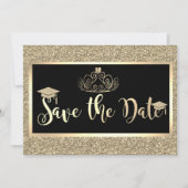 Gold Glitter, Tiara Afstuderen sparen de datum Save The Date (Voorkant)
