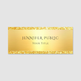 Gold Glitter Trendy Elegant Glamoureuze Sjabloon Naamplaatje