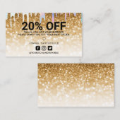 Gold Glitter Trendy Salon Holo Drip Hartelijk dank Visitekaartje (Voorkant / Achterkant)