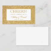 Gold Glitter Trouwreceptie Drink Ticket Kaart W (Voorkant / Achterkant)