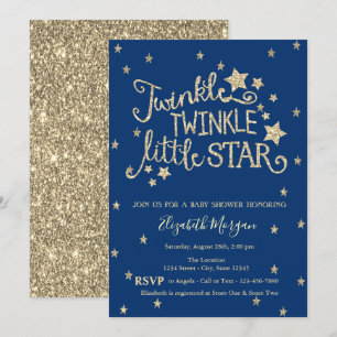Gold Glitter Twinkle Little Star-Baby shower Kaart