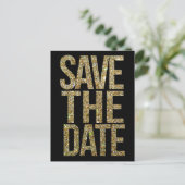 Gold Glitter Typografie Save the Date Briefkaart (Staand voorkant)