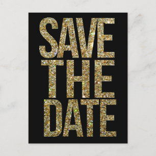 Gold Glitter Typografie Save the Date Briefkaart