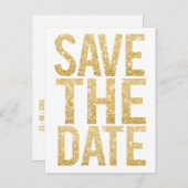Gold Glitter Typografie Save the Date Briefkaart (Voorkant / Achterkant)