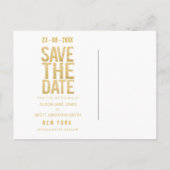 Gold Glitter Typografie Save the Date Briefkaart (Achterkant)