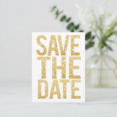 Gold Glitter Typografie Save the Date Briefkaart (Staand voorkant)
