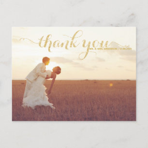 GOLD GLITTER TYPOGRAPHY WEDING DANK JE BRIEFKAART