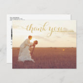 GOLD GLITTER TYPOGRAPHY WEDING DANK JE BRIEFKAART (Voorkant / Achterkant)