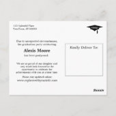 Gold Glitter Uitgesteld Afstudeerfeest Zwart Briefkaart (Achterkant)