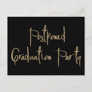 Gold Glitter Uitgesteld Afstudeerfeest Zwart Briefkaart