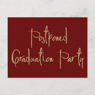 Gold Glitter Uitgesteld Graduation Party Bourgondi Briefkaart