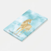 Gold Glitter Unicorn Aqua Waterverf Post-it® Notes (Schuin)