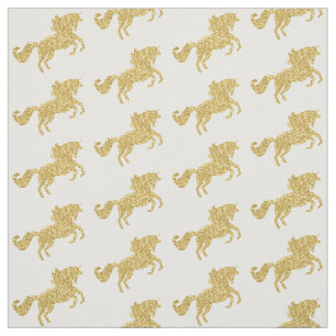 Gold Glitter Unicorn Fabric Stof
