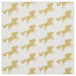 Gold Glitter Unicorn Fabric Stof