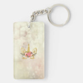 Gold Glitter Unicorn Face, Bokeh Sleutelhanger (achterkant)