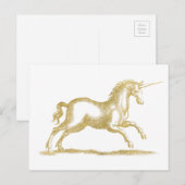 Gold Glitter Unicorn Fantasy Briefkaart (Voorkant / Achterkant)