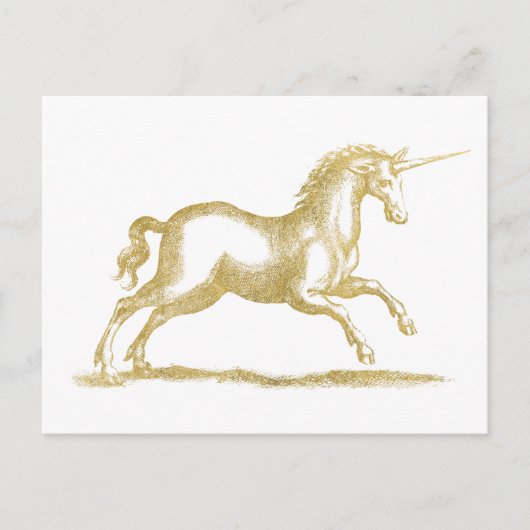 Gold Glitter Unicorn Fantasy Briefkaart (Voorkant)
