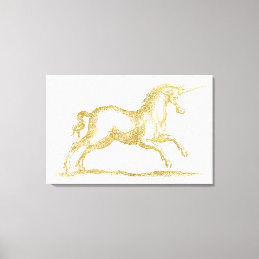 Gold Glitter Unicorn Fantasy Canvas Afdruk (Voorkant)