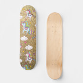 Gold glitter unicorn patroon skateboard (Voorkant)