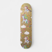 Gold glitter unicorn patroon skateboard (Voorkant)