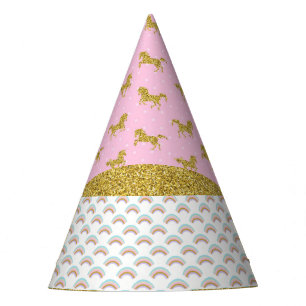 Gold Glitter Unicorn Rainbows Party Pet Feesthoedjes