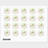 Gold Glitter Unicorn, Stars, Iridescent Holographi Ronde Sticker (Vel)