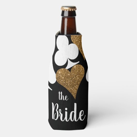 Gold Glitter Vegas Bride Custom Bottle Cooler (Fles Voorkant)