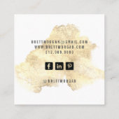 Gold Glitter Waterverf Splash Hair Stylist Vierkante Visitekaartje (Achterkant)