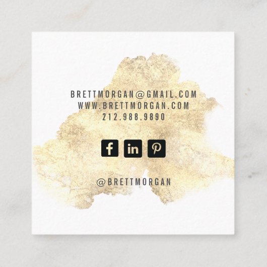 Gold Glitter Waterverf Splash Hair Stylist Vierkante Visitekaartje (Achterkant)