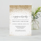 Gold Glitter Wedding Engagement Party Kaart (Staand voorkant)