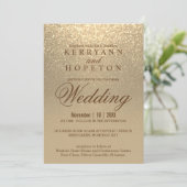 Gold Glitter Wedding Kaart (Staand voorkant)