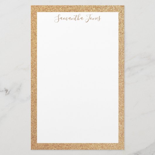 Gold Glitter Wedding Party | Gepersonaliseerd Briefpapier (Voorkant)