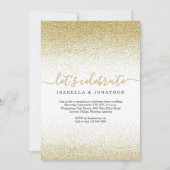 Gold Glitter Wedding Reception slechts Uitnodiging (Voorkant)