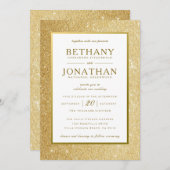 Gold Glitter Wedding Uitnodiging (Voorkant / Achterkant)