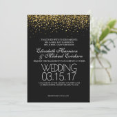 Gold Glitter Wedding Uitnodiging (Staand voorkant)