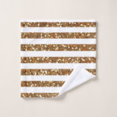 Gold Glitter White Striped Bad Handdoek (Wasdoekje)