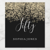 Gold Glitter Womans Mannen 50e verjaardag Wijn Etiket (Enkel label)