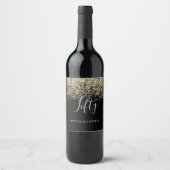 Gold Glitter Womans Mannen 50e verjaardag Wijn Etiket (Voorkant)