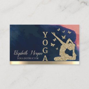 Gold Glitter Women Silhouette, Yoga Waterverf Visitekaartje