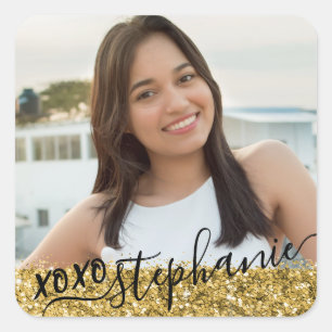 Gold Glitter XOXO Hartelijk dank voor de feestelij Vierkante Sticker