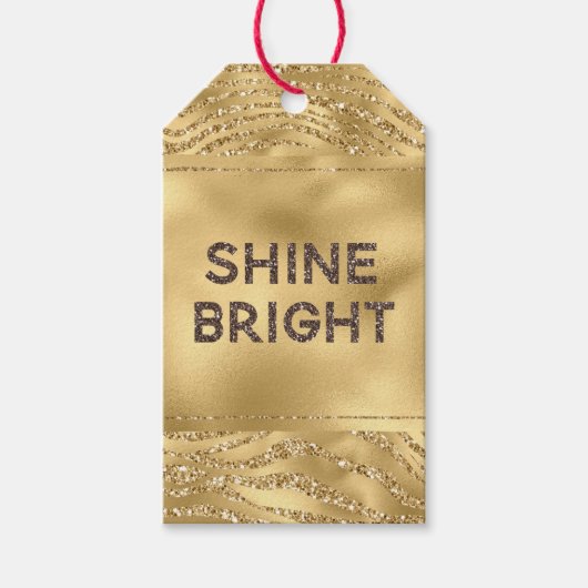 Gold Glitter Zebra Print Shine Cadeaulabel (Voorkant)
