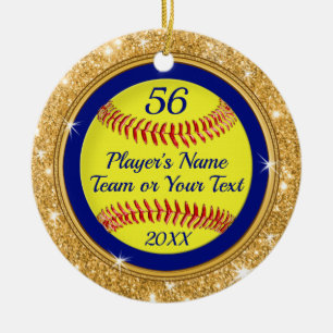 Gold Glitter ziet er op maat gesneden Softball-sie Keramisch Ornament