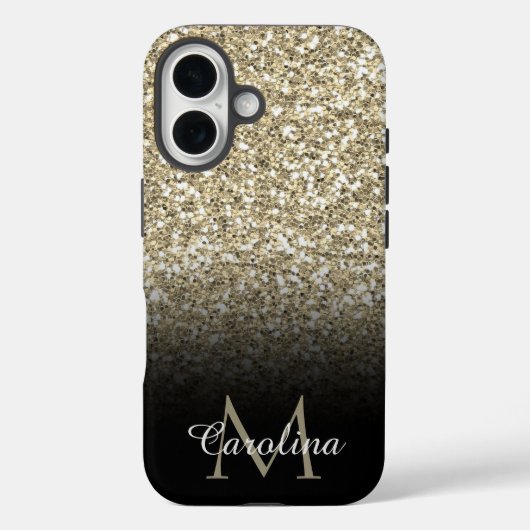 Gold Glitter, zwart, op maat Case-Mate iPhone Case (Achterkant)