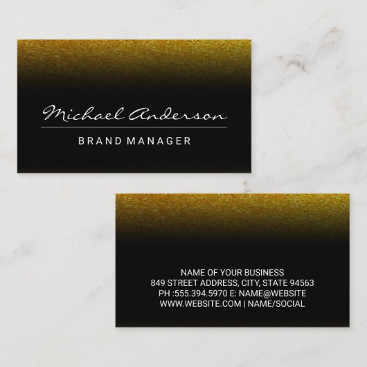Gold Glitter | Zwarte fade Visitekaartje (Voorkant / Achterkant)