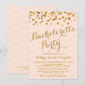 Gold Glittering Confetti Bachelorette Party Invite Kaart (Voorkant / Achterkant)