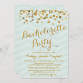 Gold Glittering Confetti Bachelorette Party Invite Kaart (Voorkant / Achterkant)