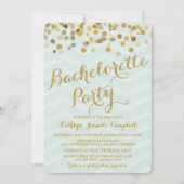 Gold Glittering Confetti Bachelorette Party Invite Kaart (Voorkant)